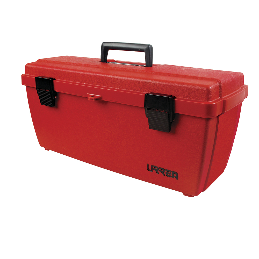 Caja portaherramientas plástica con broche plástico roja 20" x 8" x 8", Urrea