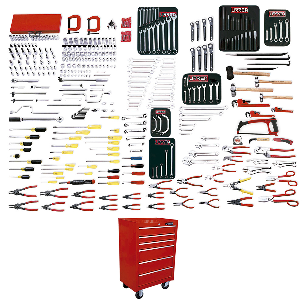 Juego maestro industrial combinado 397 piezas, con gabinete EX27M6, Urrea