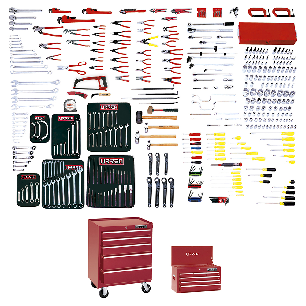 Juego maestro industrial combinado 397 piezas, con gabinetes EX27M5, EX27S6, Urrea