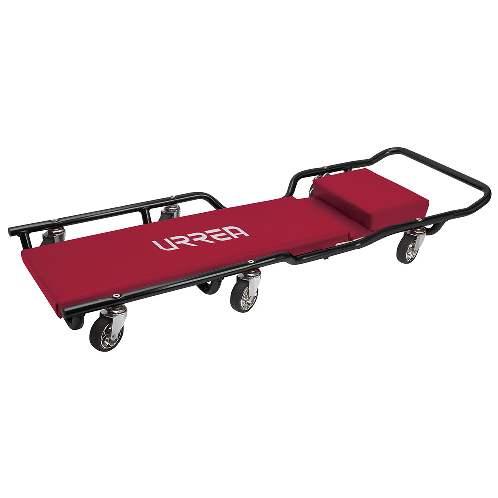 Cama para mecánico acolchonada ajustable 3 posiciones, 6 ruedas giratorias, 43", Urrea