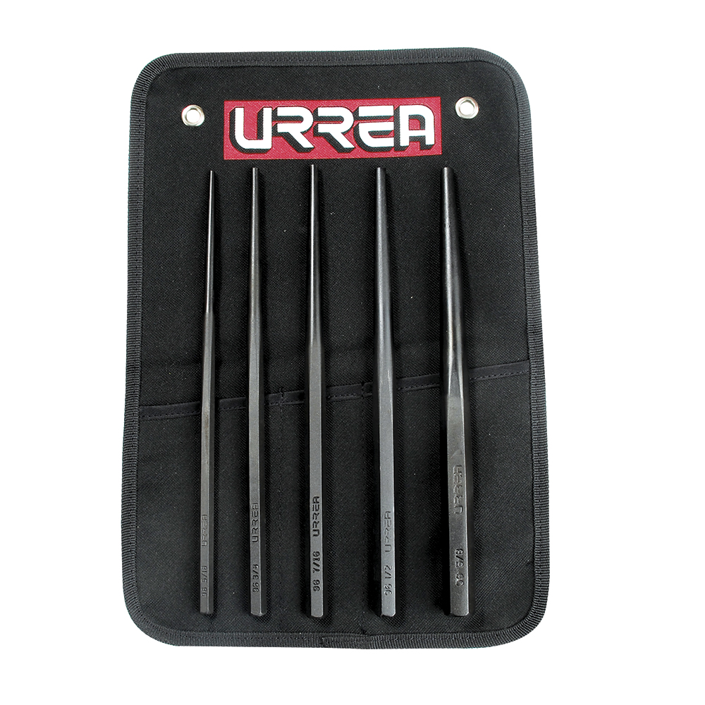 Juego de 5 punzones guía botador largos, Urrea