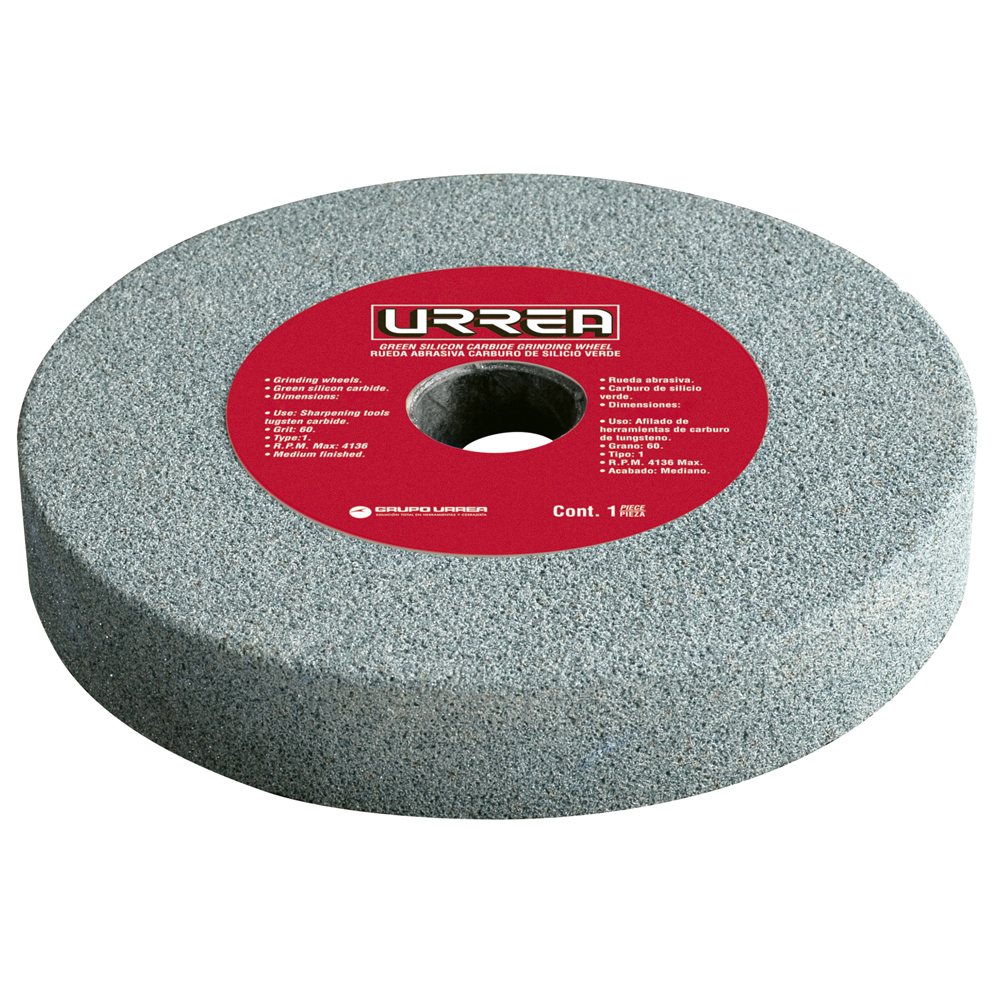 Rueda abrasiva de carburo de silicio grano 80, 6" x 1", Urrea