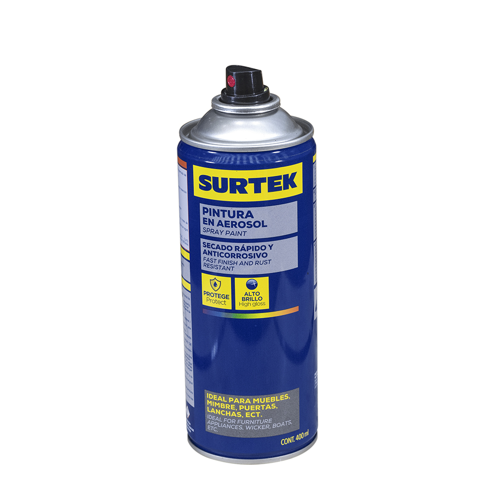 Pintura en aerosol 400 ml color negro mate, Surtek
