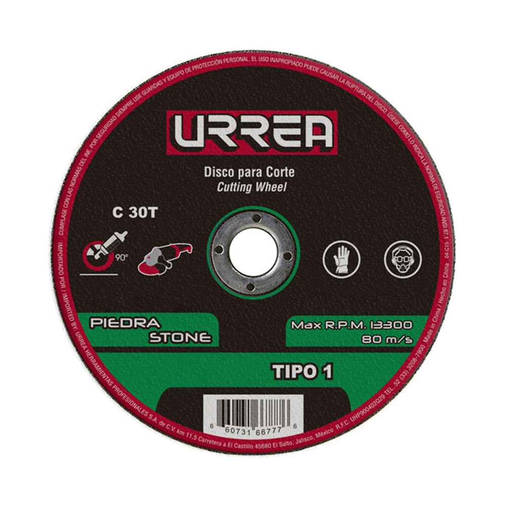 Disco abrasivo tipo 1 para piedra 9" x 5/64", Urrea