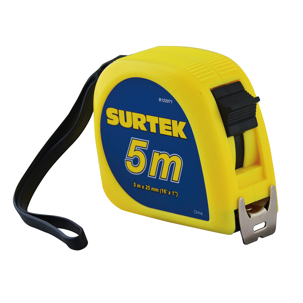 Flexómetro con carcasa de plástico invencible 5 m x 1", Surtek