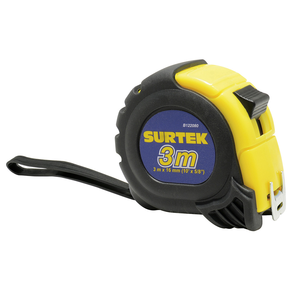 Flexómetro con carcasa anti-impacto 3 m x 5/8", Surtek