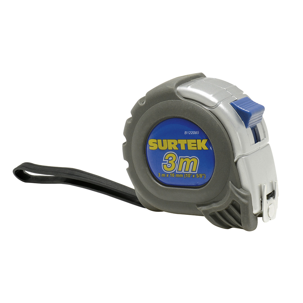 Flexómetro con carcasa anti-impacto silver 3 m x 5/8", Surtek