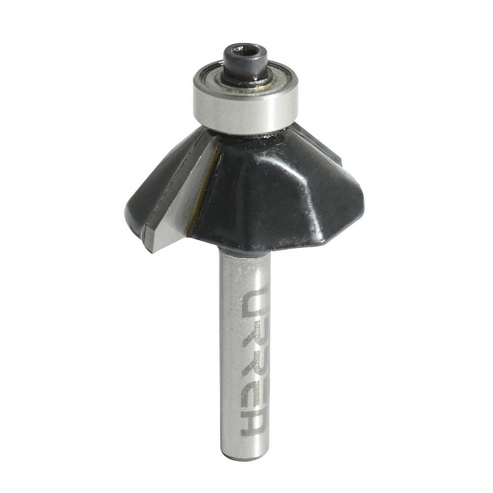 Broca para router de acero chaflán con balero 1-1/4" zanco de 1/4", Urrea