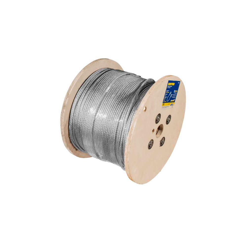 Cable de acero con guardacabo recubrimiento PVC 7 x 19, 1/4" x 75 m, Surtek