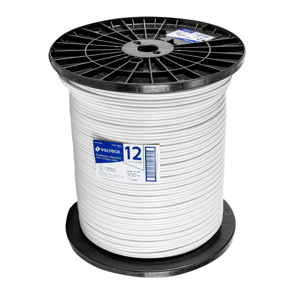 40044 / Metro de cordón dúplex flexible GRUESO SPT 12 AWG en carrete 300 m, Volteck