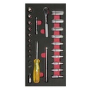 Juego de dados cortos y largos y accesorios cuadro de 1/4" en pulgadas, 26 piezas, Urrea