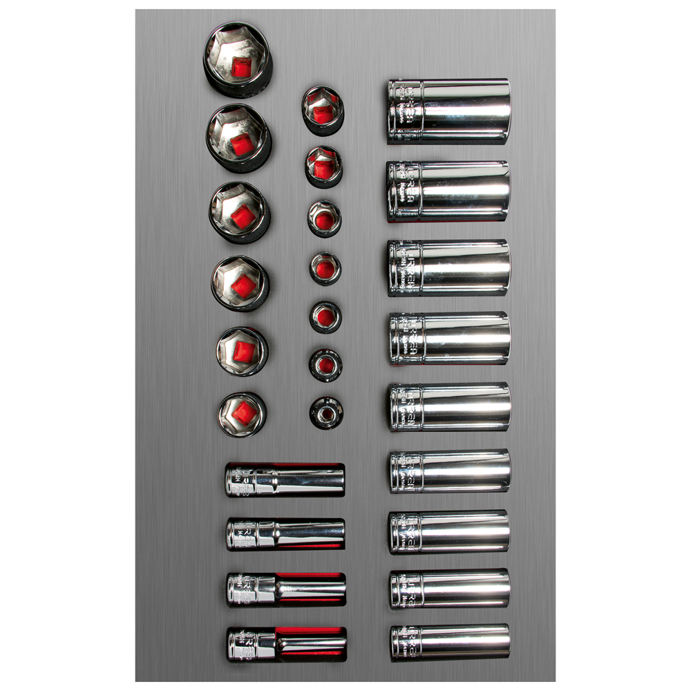 Juego de dados cortos y largos cuadro de 3/8" en pulgadas, 26 piezas, Urrea