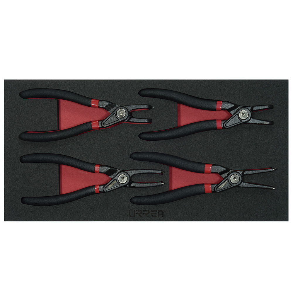 Juego de 4 pinzas para anillos de retención, Urrea