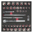 Juego de dados cortos y accesorios cuadro de 1/2" combinados, 42 piezas, Urrea