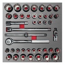 Juego de dados cortos y accesorios de 1/2" combinados, 42 piezas, Urrea