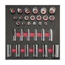Juego de dados cortos y largos cuadro de 1/2" en pulgadas, 31  piezas, Urrea