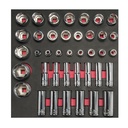 Juego de dados cortos y largos cuadro de 1/2" métricos, 39 piezas, Urrea