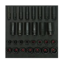 Juego de dados de impacto cortos y largos en pulgadas cuadro de 1/2", 29 piezas, Urrea