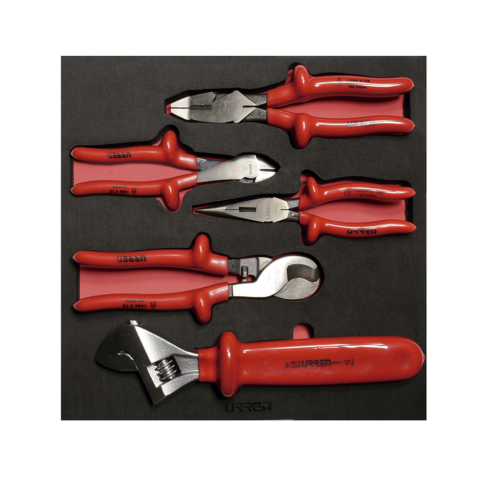 Juego de 5 pinzas y llave ajustable 1000 V, Urrea