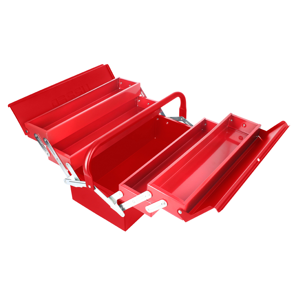 Caja portaherramientas metálica tipo acordeón roja 7" x 16" x 8", Urrea