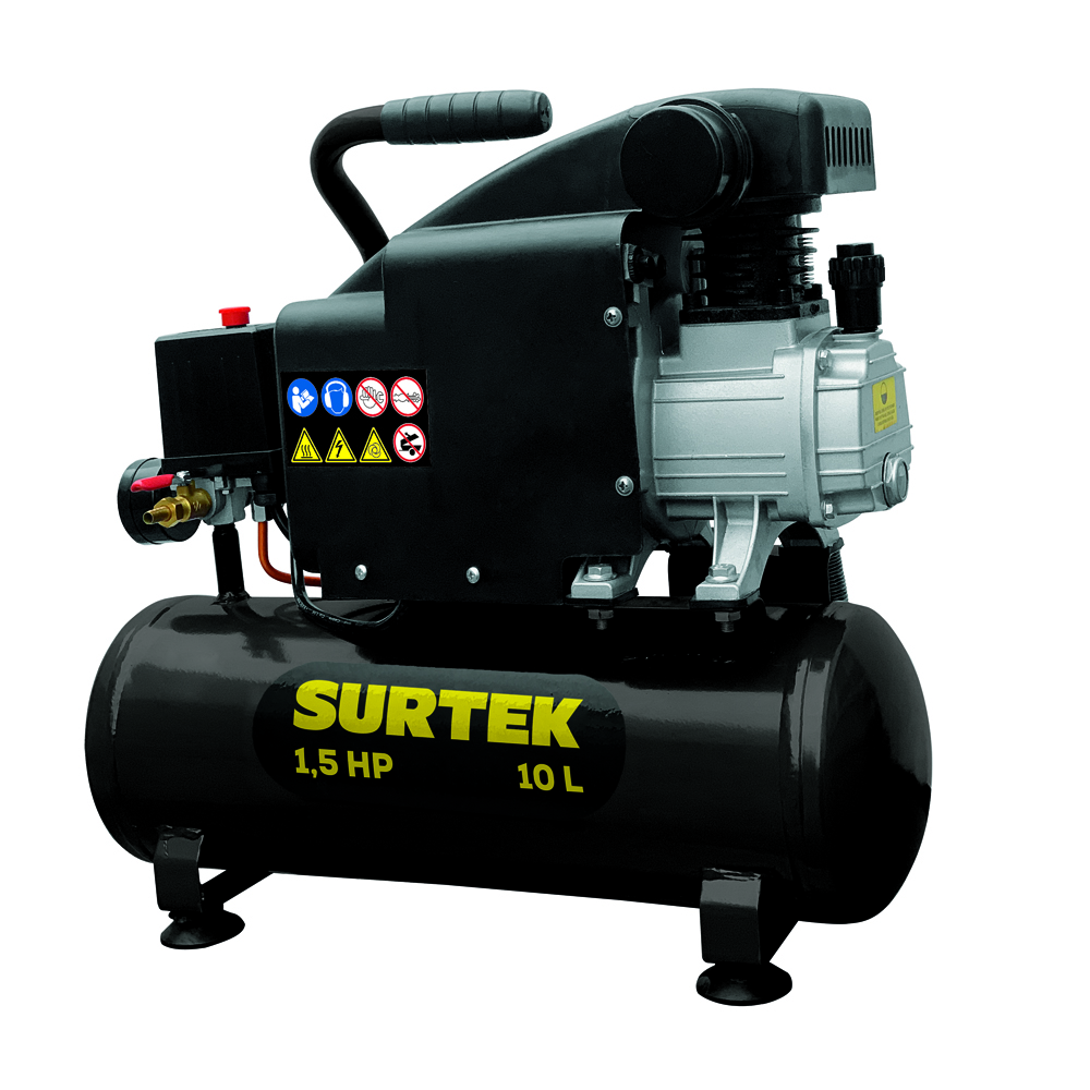 Compresor de aire eléctrico lubricado 10 Lt 1.5 HP 127 V, Surtek