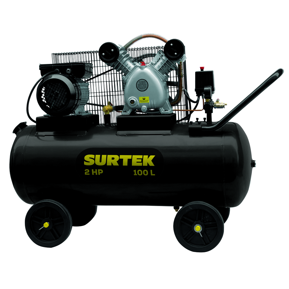 Compresor de aire eléctrico con transmisión de banda 100 Lt 2 HP 127 V, Surtek