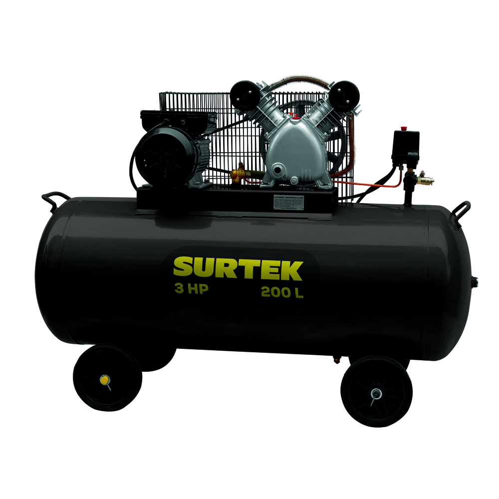 Compresor de aire eléctrico con transmisión de banda 200 Lt 3 HP 127 V, Surtek