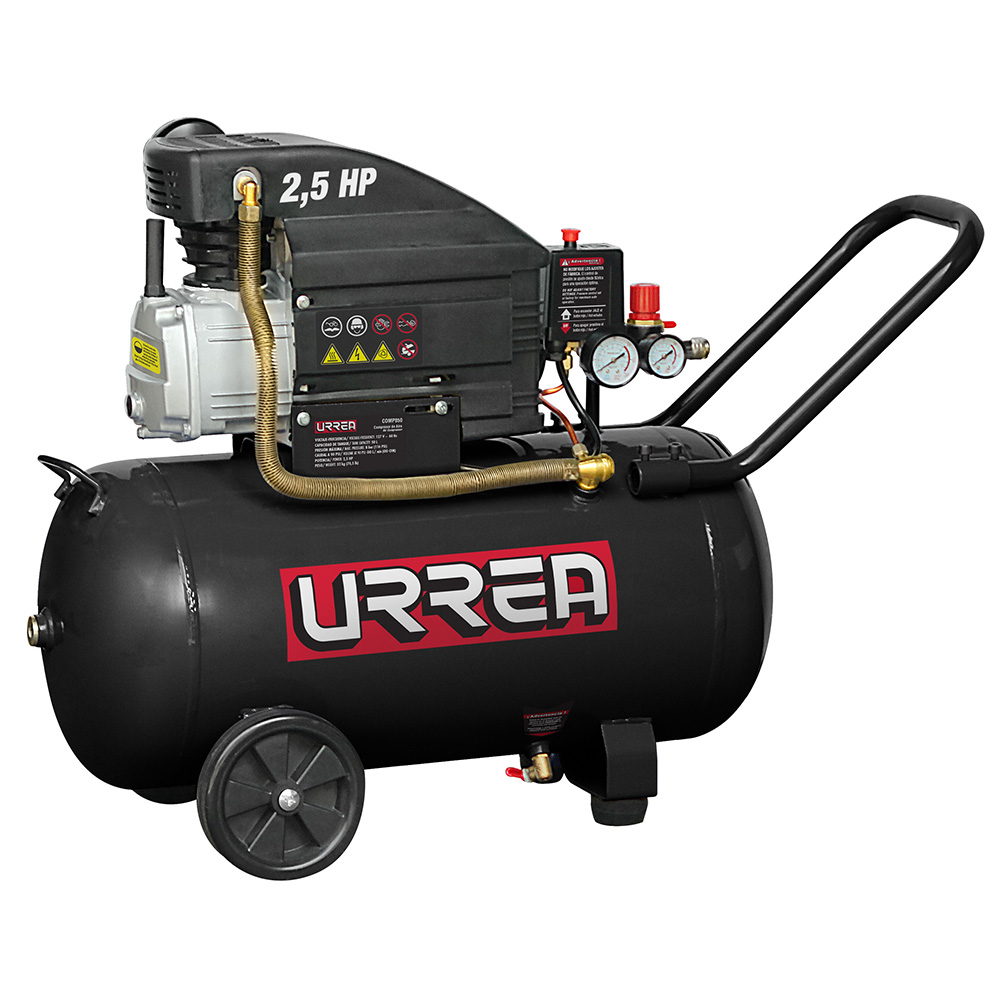 Compresor de aire eléctrico lubricado 50 Lt 2.5 HP 127 V, Urrea