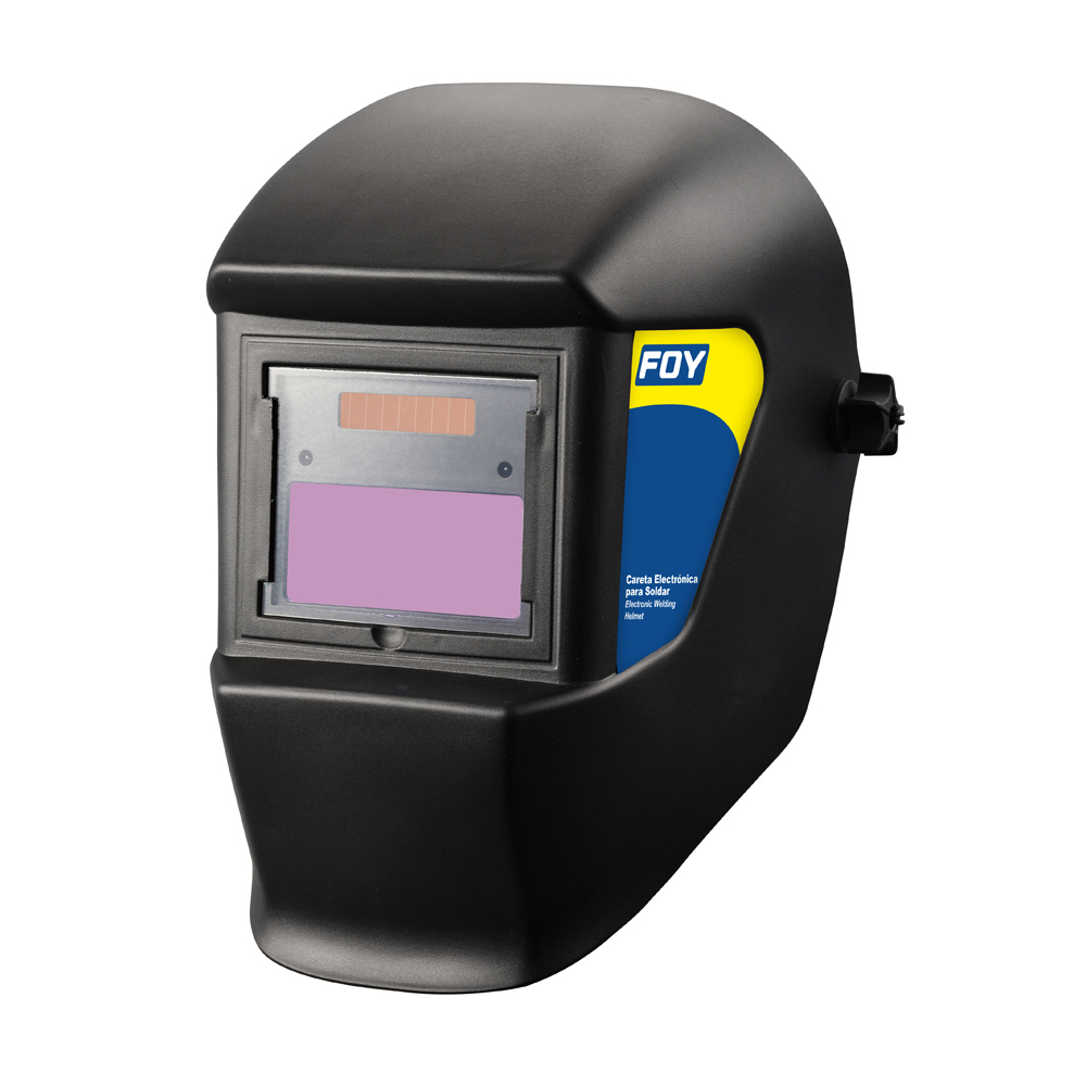 Careta electrónica para soldar con panel solar, Foy
