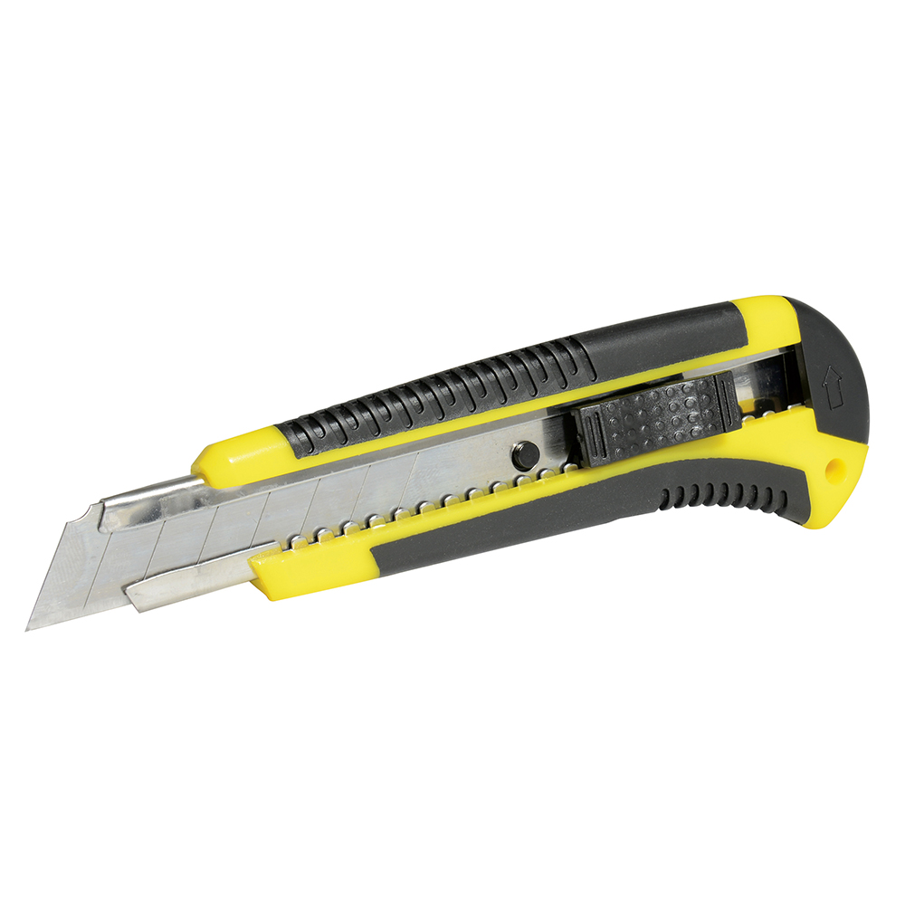 Cutter con cuerpo de plástico bimaterial de 18 mm, cambio automático de navaja, Surtek