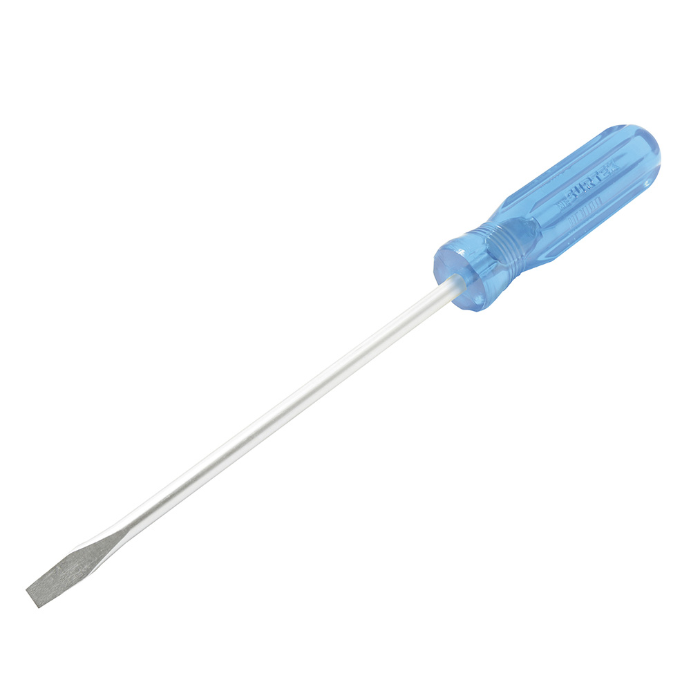 Destornillador con mango azul, punta plana barra redonda 1/4" x 4", Surtek