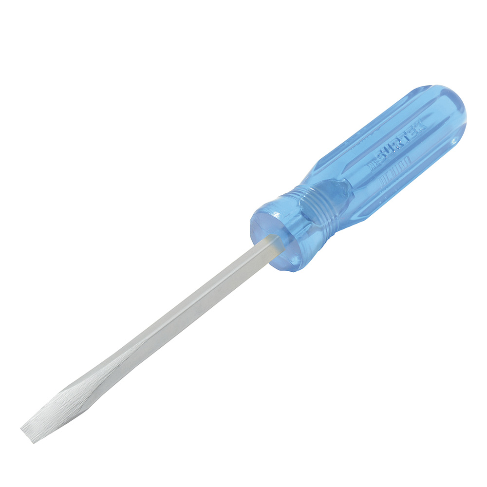 Destornillador con mango azul, punta plana barra cuadrada 1/4" x 4", Surtek