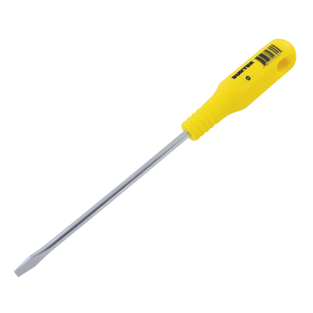 Destornillador con mango amarillo, punta plana barra redonda 1/4" x 4", Surtek
