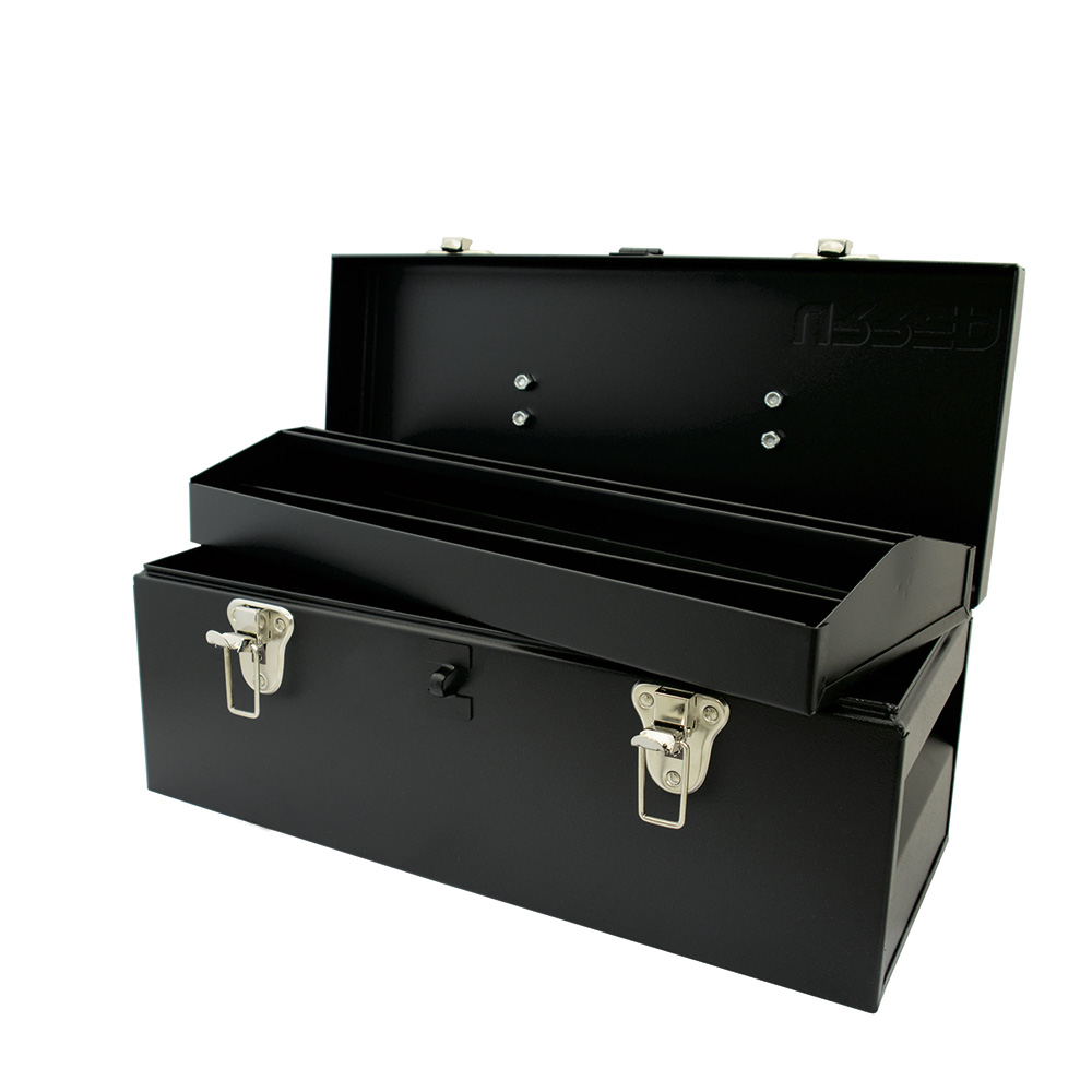 Caja portaherramientas metálica negra 17" x 7" x 7", Urrea