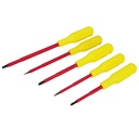 Juego de destornilladores con mango amarillo dieléctricos combinados, 5 piezas, Surtek
