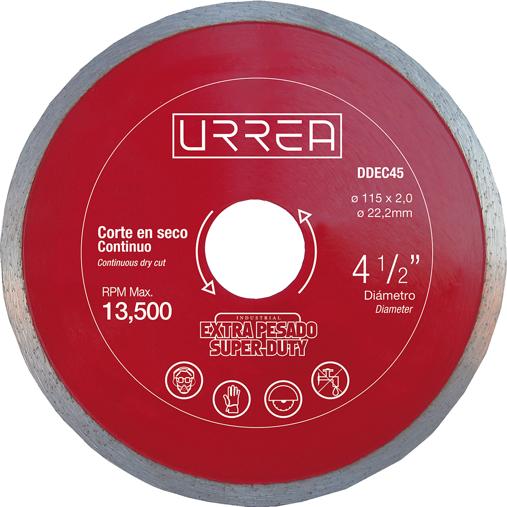 Disco de diamante continuo, 4-1/2", Urrea