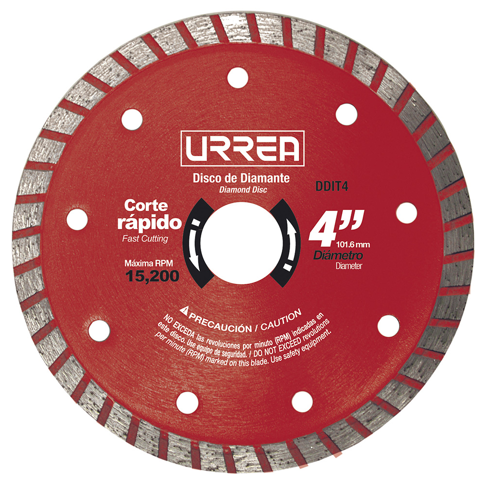 Disco de diamante turbo, 4", Urrea