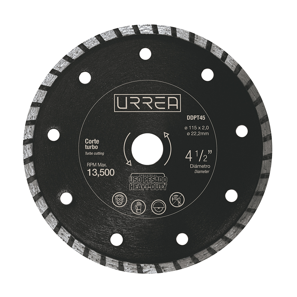 Disco de diamante turbo, 4-1/2", Urrea