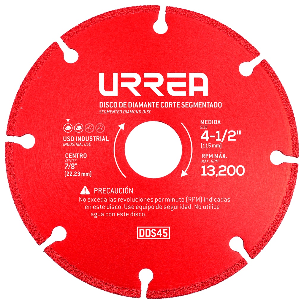 Disco de diamante segmentado, 4-1/2", Urrea