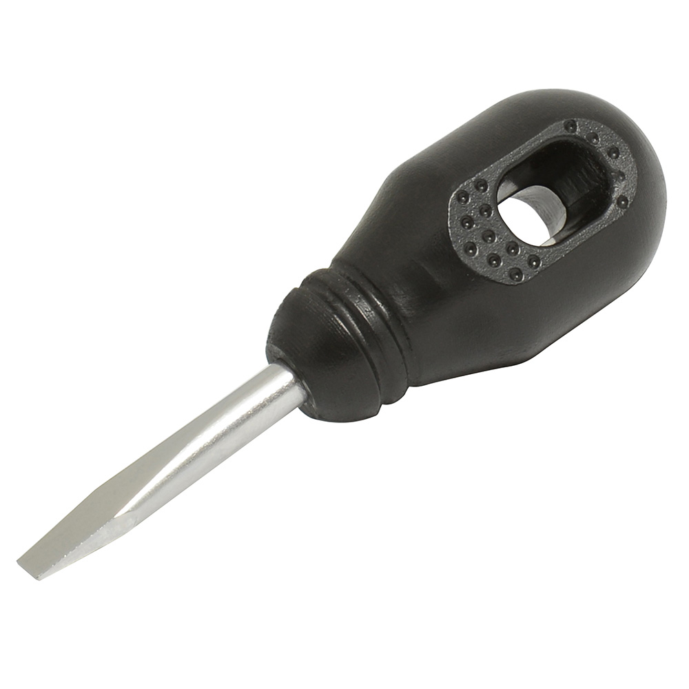 Destornillador con mango negro, punta plana tipo trompo 1/4" x 1-1/4", Foy