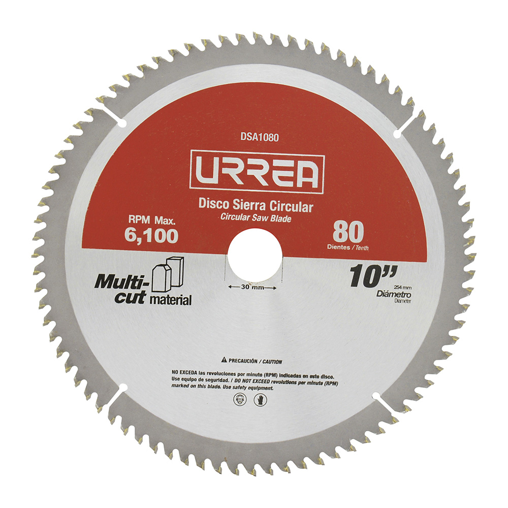 Disco para sierra circular para corte multi-material 80 dientes, 10", Urrea