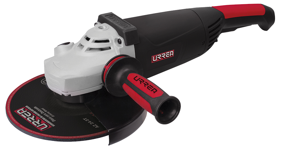 Esmeriladora angular 9" 2,450 W 220 V, 6500 RPM doble aislamiento, Urrea