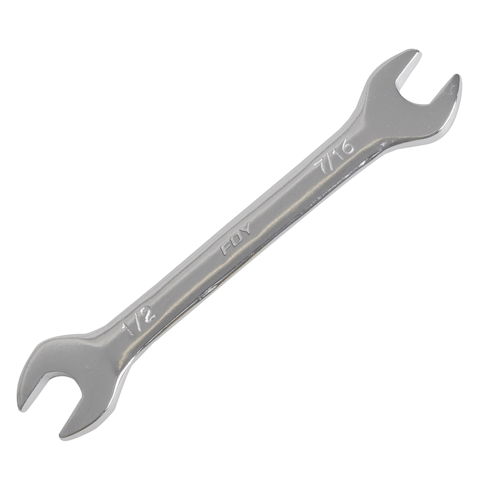Llave española pulido espejo en pulgadas, 7/16" x 1/2", Foy