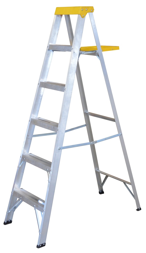 Escalera de tijera tipo 3 de aluminio y tapa plástica con 5 peldaños, Surtek