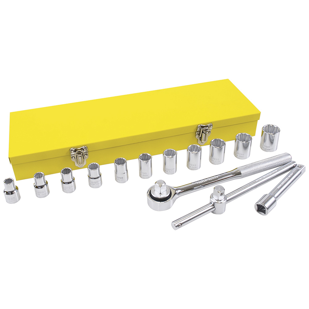 Juego de dados y accesorios cuadro de 1/2" en pulgadas, 15 piezas, Surtek