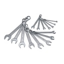 Juego de 15 llaves combinadas satinadas métricas, 12 puntas en rack, Surtek