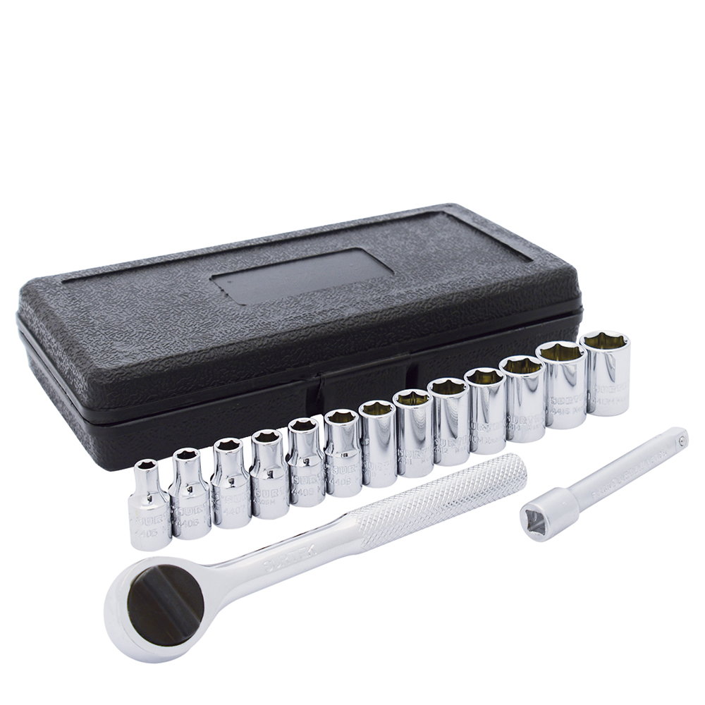 Juego de 15 dados en pulgadas cuadro de 1/4", 6 puntas, Surtek