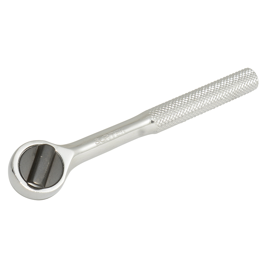 Matraca reversible para dado cuadro de 1/4", cabeza redonda, mango moleteado, Surtek