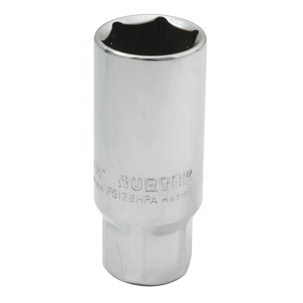 Dado para bujía con neopreno en pulgadas, cuadro 3/8", 6 puntas, 13/16", Surtek