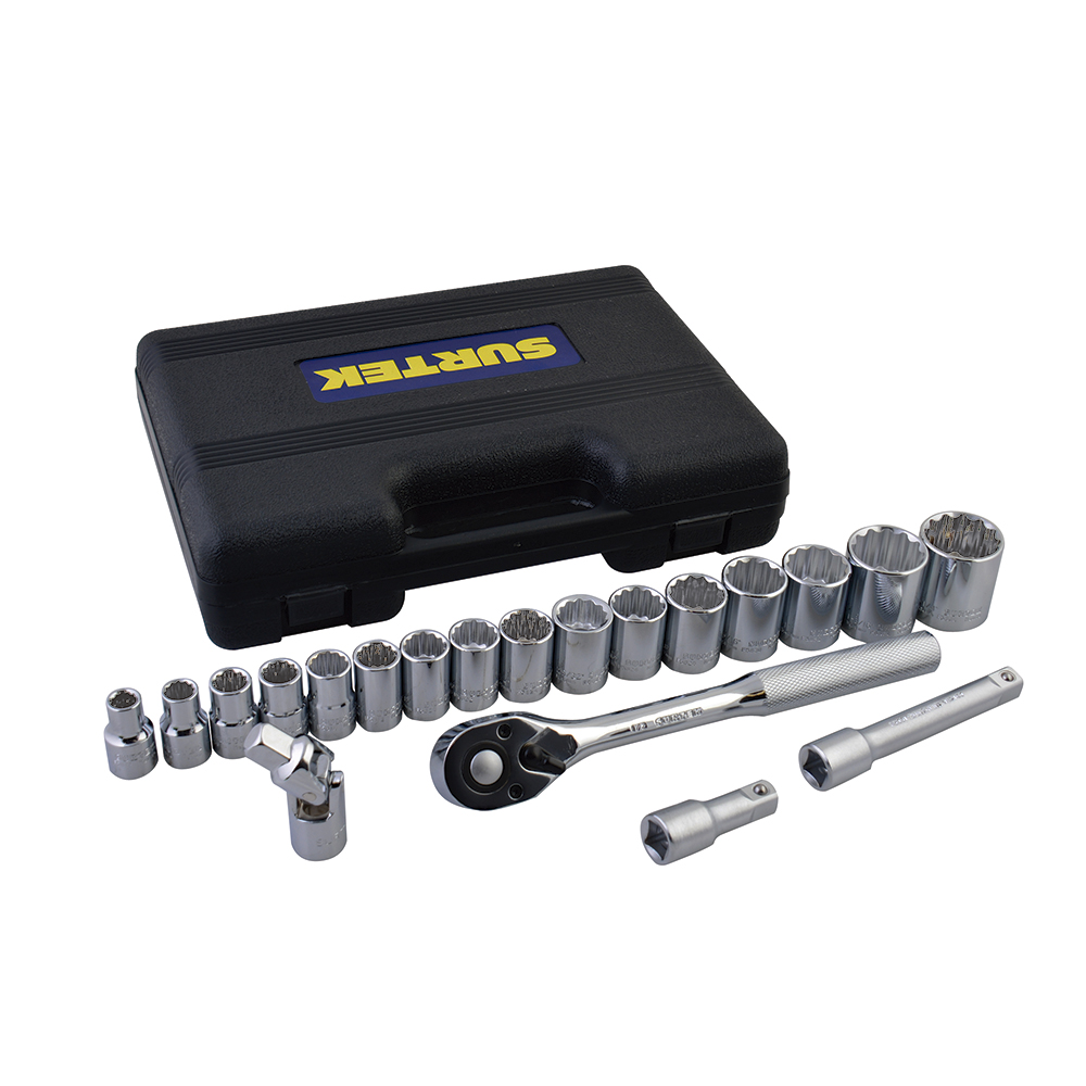 Juego de dados y accesorios cuadro de 1/2" en pulgadas, 20 piezas, Surtek
